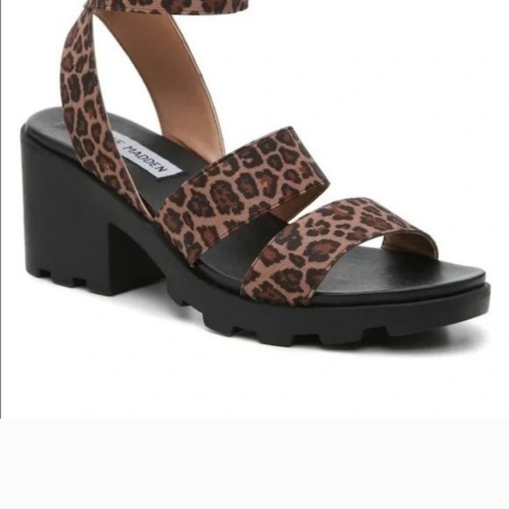 Steve Madden Soho Lug Sole Haidar Cheetah Platform Chunky Sandals, Size 9